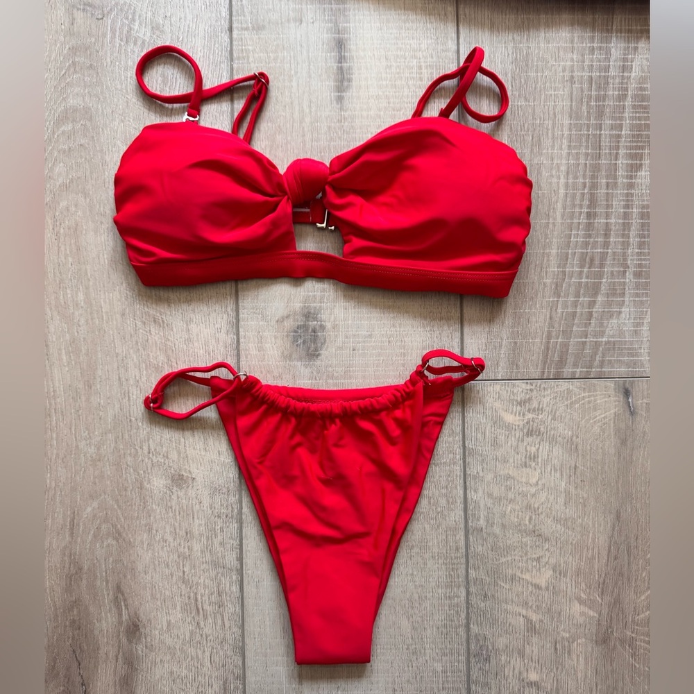 Shade and Shore Red Two-Piece Bikini NEW Sz Small Sexy Beach Swim Siren Bold